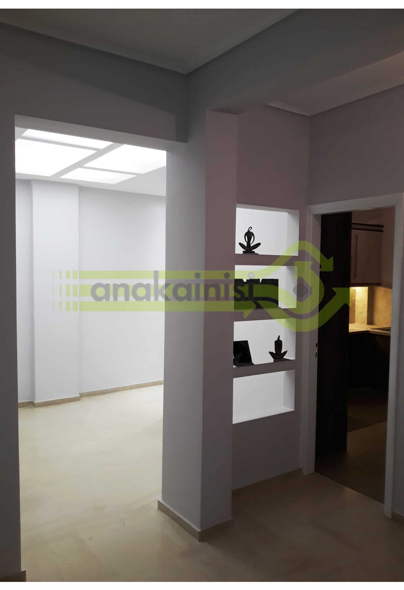 Ανακαίνιση διαμερίσματος στα Ιλίσια – γυψοσανίδα - κρυφός φωτισμό - ράφια