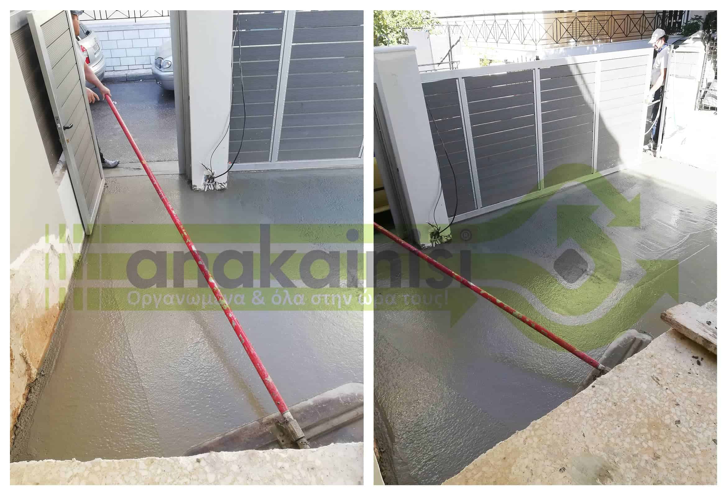 Ανακαίνιση_Ελληνικό (21) Μονοκατοικία - Εργασίες - Ανακαίνιση - Εξωτερικός Χώρος -Στρώσιμο Τσιμέντο