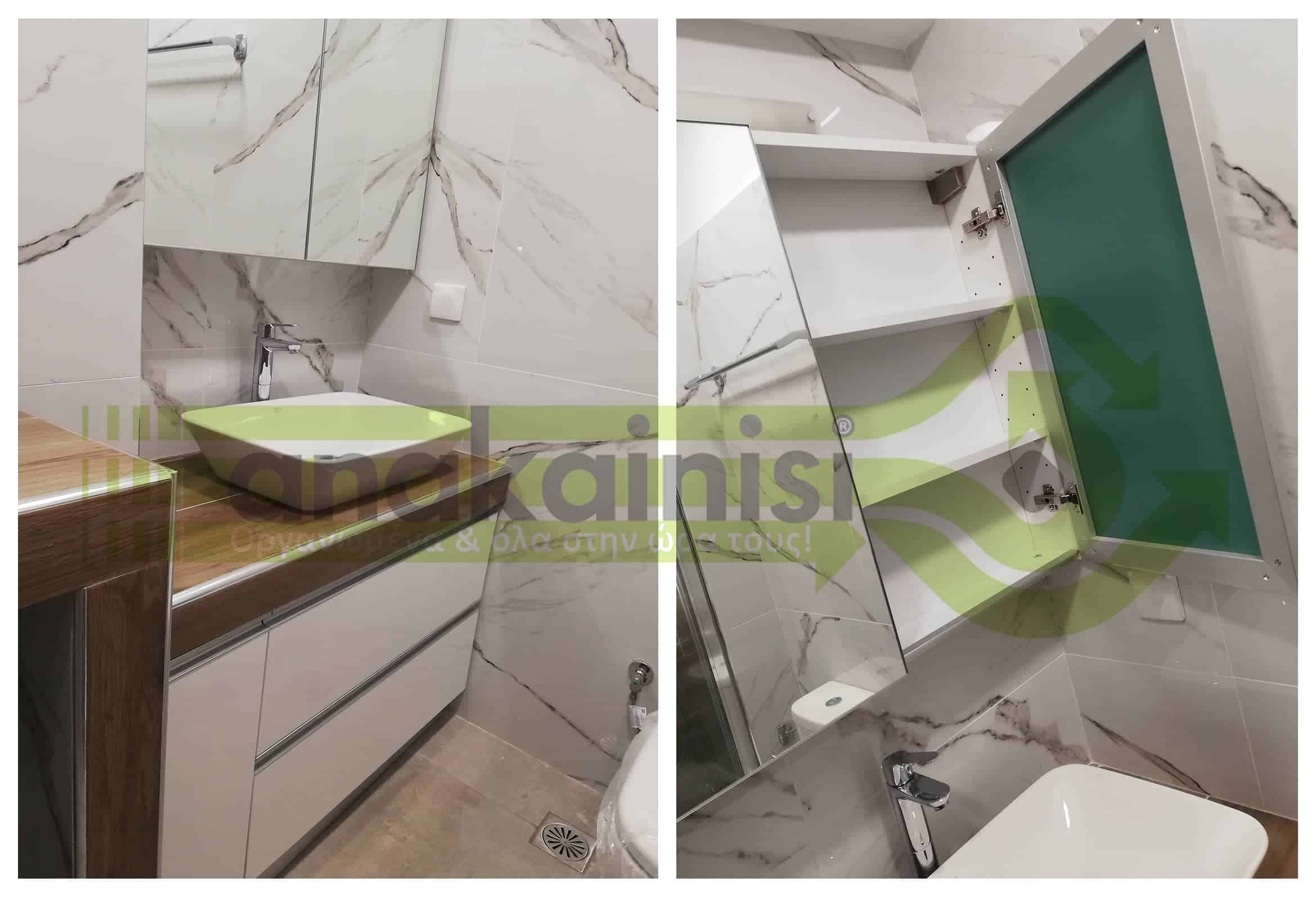 Ανακαίνιση_Ελληνικό (6) Ανακαίνιση Σπιτιού - Μονοκατοικία Ελληνικό - Μπάνιο - Καθρέφτης με κρυφό ντουλάπι από πίσω