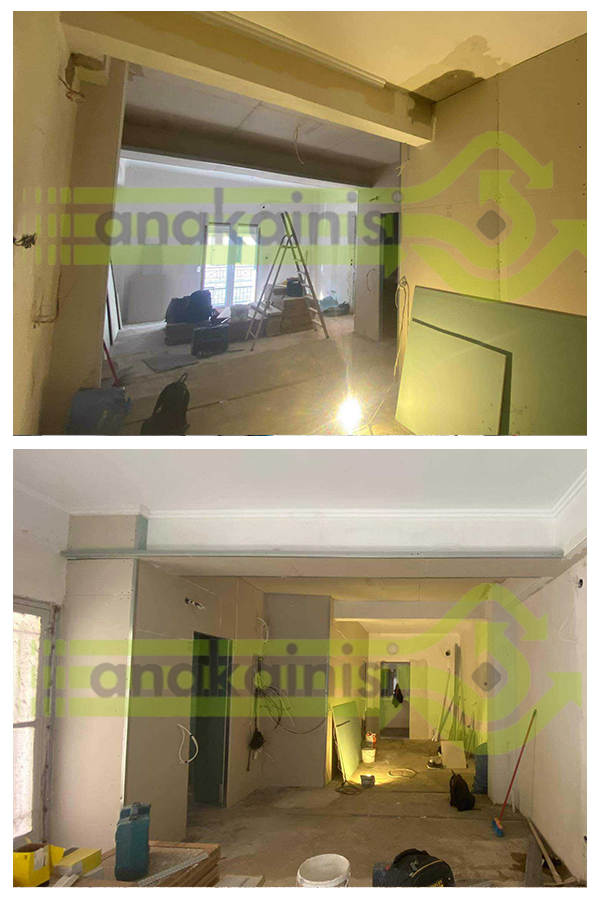 Ανακαινιση_Ελληνικο_Double_ΚαθετεςB1 Μονοκατοικία - Εργασίες - Ανακαίνιση - Εσωτερικός Χώρος -Γυψοσανίδες