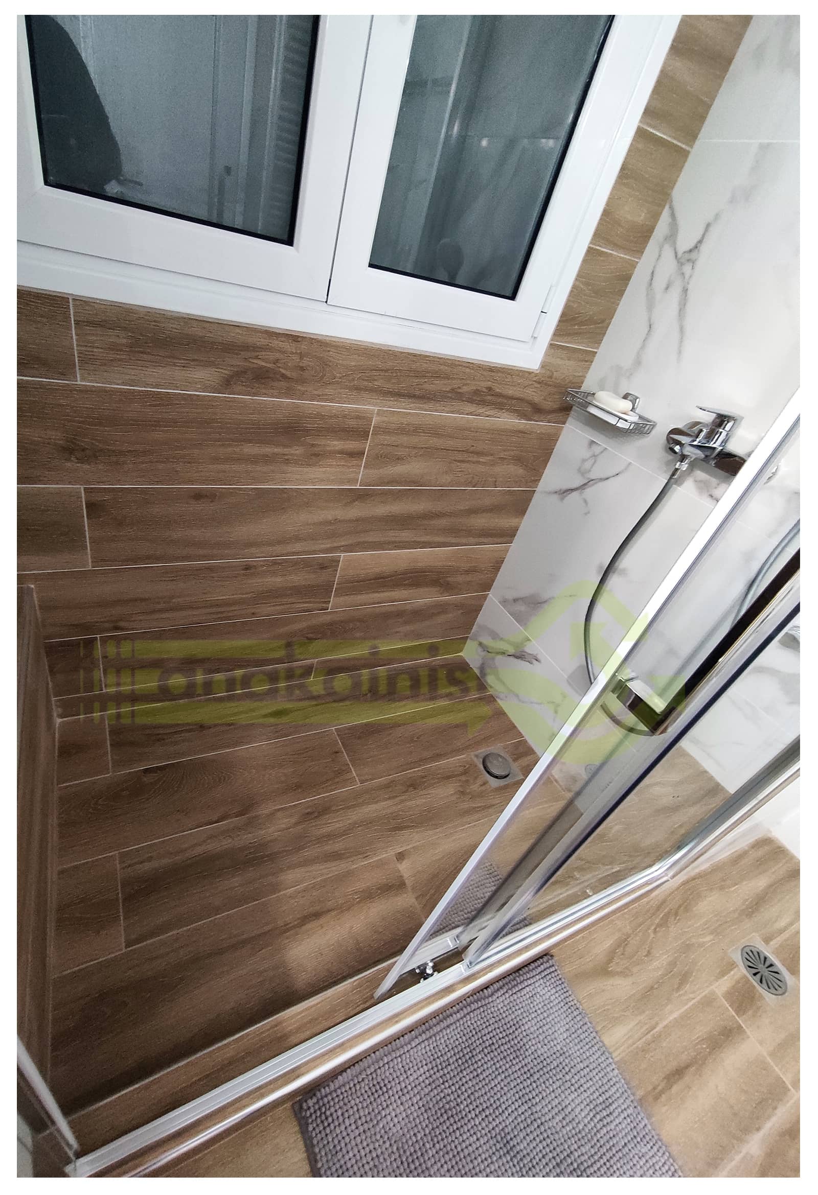 Ανακαινιση_Χαλανδρι_20 Ντουζιέρα Καμπίνα Κλειστή με Συρόμενη Πόρτα Γυάλινη -Παράθυρο Αλουμινίου